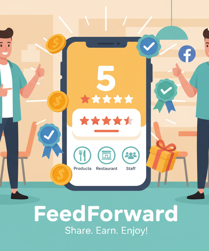 Transform guest feedback into a fun, rewarding experience with FeedForward!

Instead of risking negative public reviews, guests are encouraged to rate:

Products

The restaurant itself

Staff performance

For every review submitted, guests earn points in your loyalty program (like RewardPlay or TextPerks). Positive feedback can then be shared on social media in exchange for extra rewards, turning reviews into marketing opportunities.

Why it works:

Encourage honest, constructive feedback without public exp