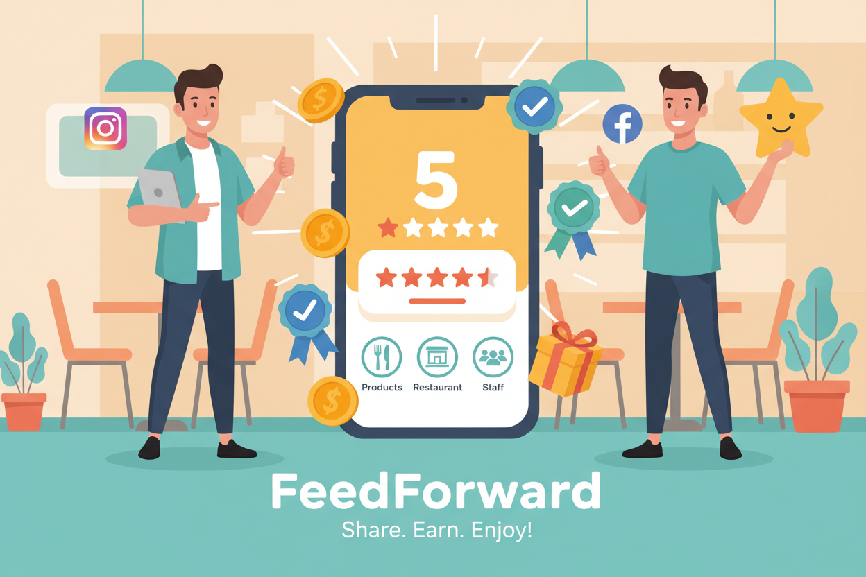 Transform guest feedback into a fun, rewarding experience with FeedForward!

Instead of risking negative public reviews, guests are encouraged to rate:

Products

The restaurant itself

Staff performance

For every review submitted, guests earn points in your loyalty program (like RewardPlay or TextPerks). Positive feedback can then be shared on social media in exchange for extra rewards, turning reviews into marketing opportunities.

Why it works:

Encourage honest, constructive feedback without public exp